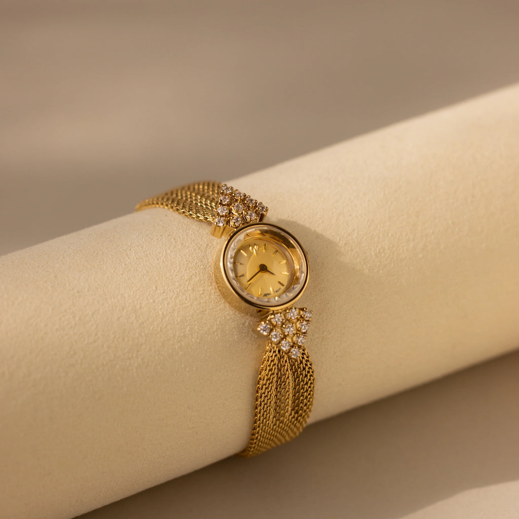 Diamond Mesh Timepiece Silver 18K Gold Plated