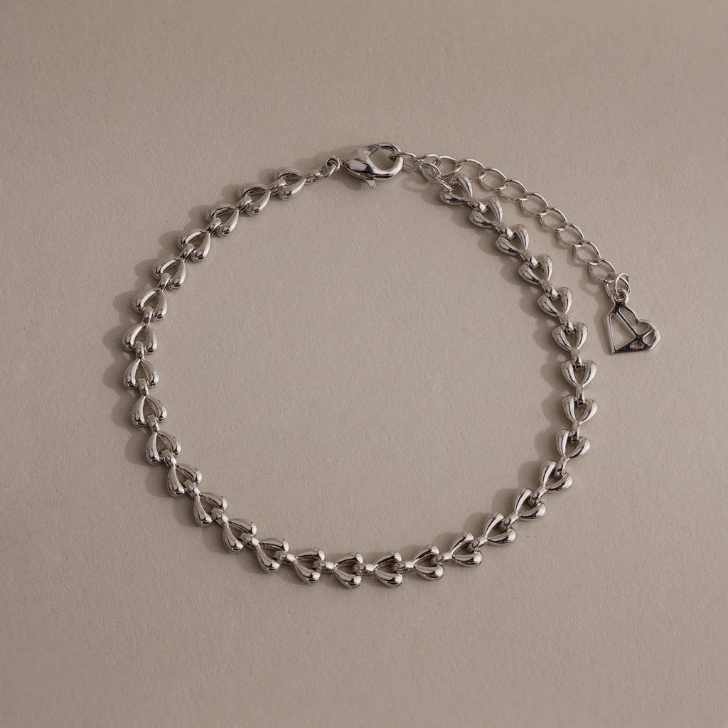 Tiny Link Heart Bracelet Silver 18K Gold Plated