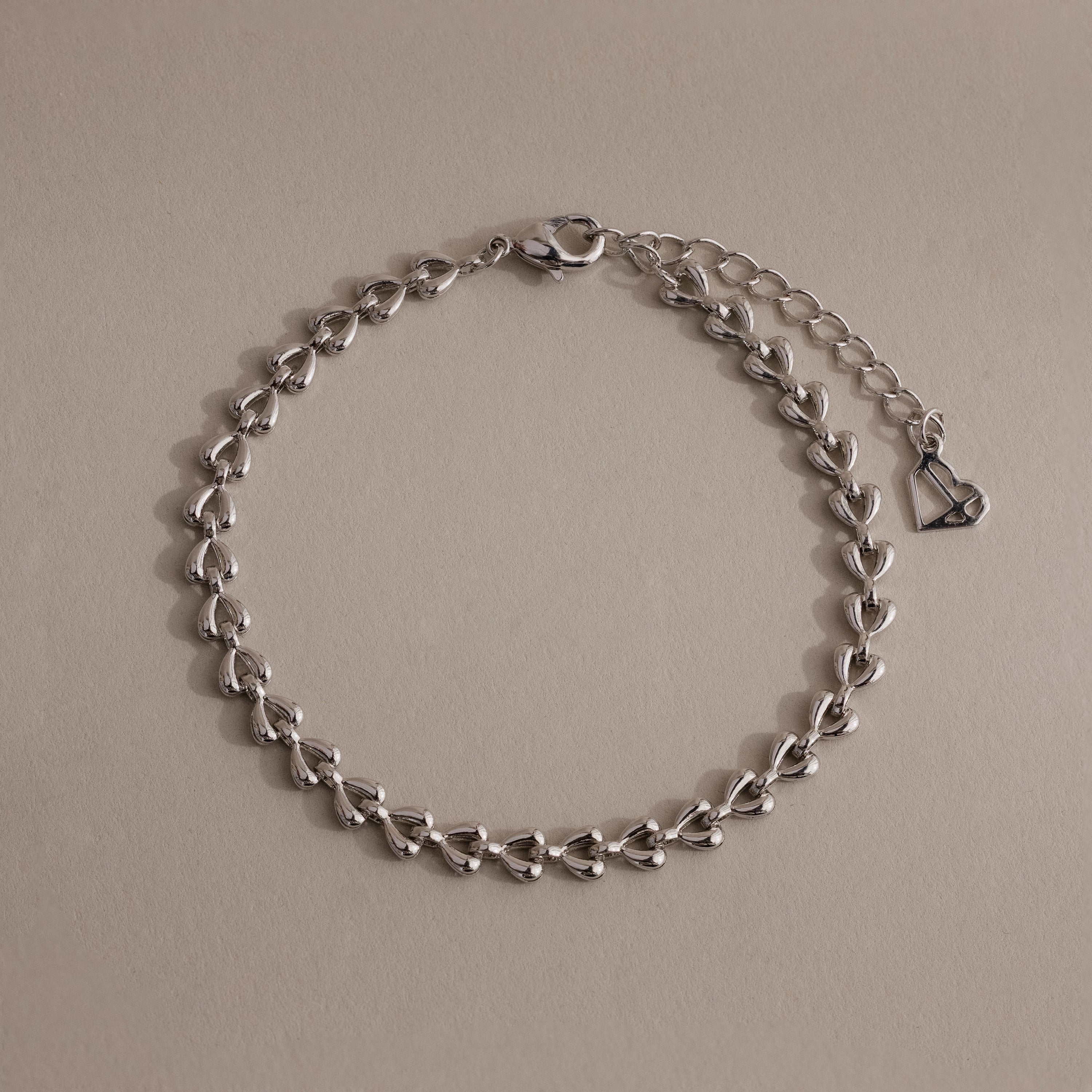Tiny Link Heart Bracelet Silver 18K Gold Plated