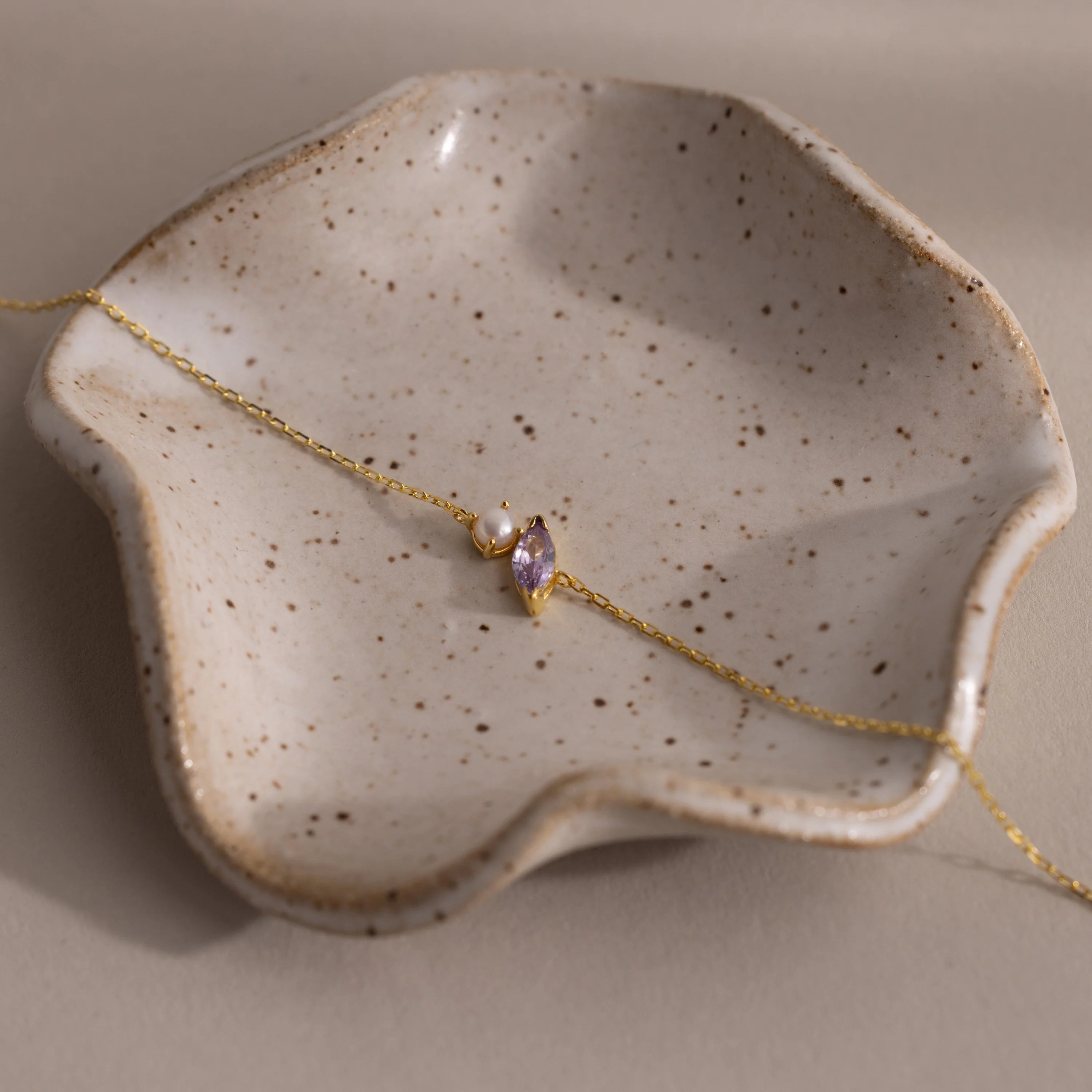 Marquise Cut Alexandrite & Pearl Bracelet Silver 18K Gold Plated