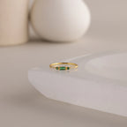 Dainty Diamond Baguette Emerald Ring Silver 18K Gold Plated