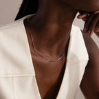 Dainty Herringbone Necklace Silver 18K Gold Plated