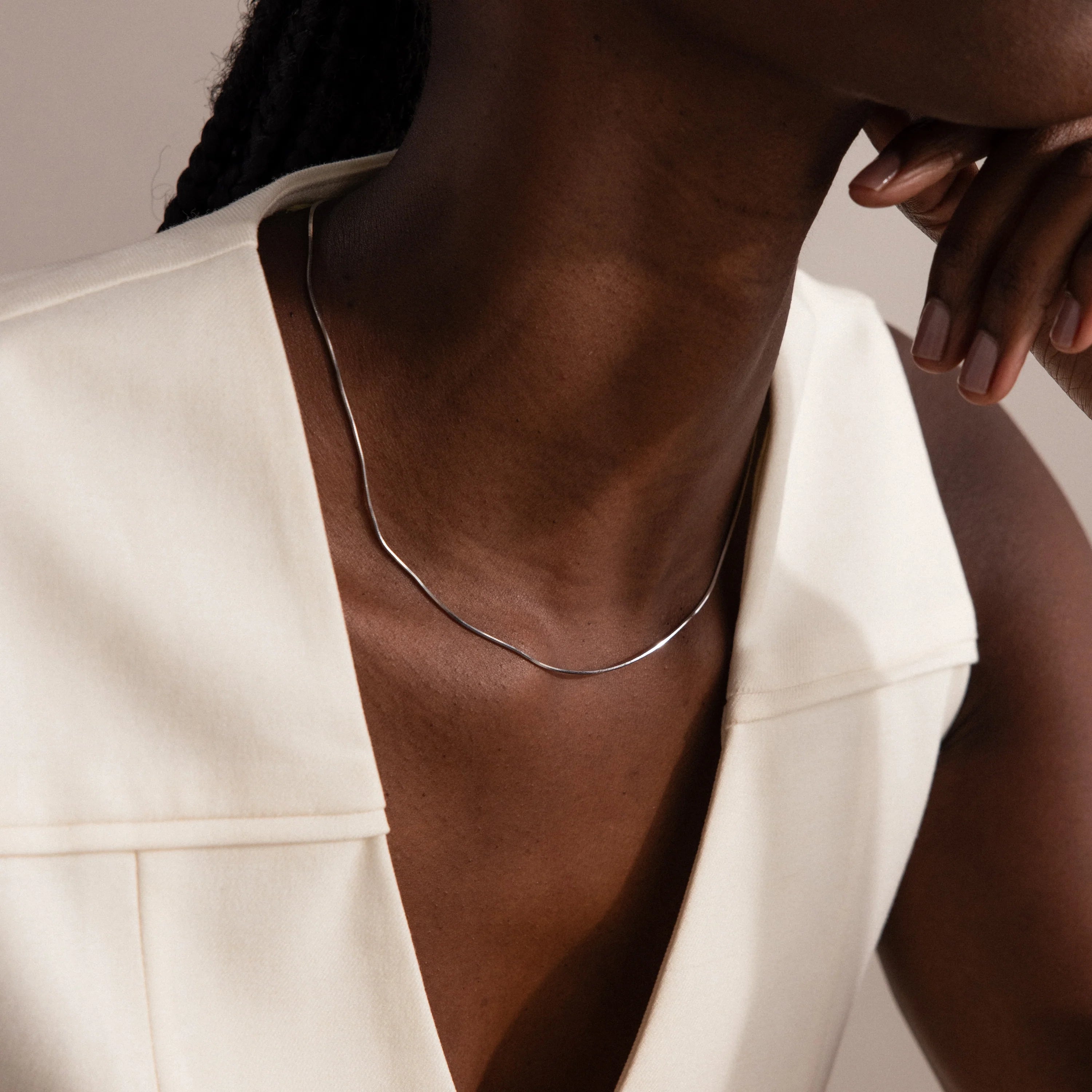 Dainty Herringbone Necklace Silver 18K Gold Plated