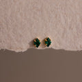 Rhombus Emerald Flatback Studs Silver 18K Gold Plated