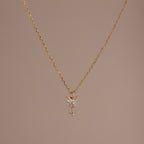 Diamond Butterfly Drop Necklace Silver 18K Gold Plated