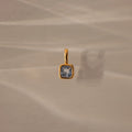 Aquamarine Square Bezel Charm Silver 18K Gold Plated
