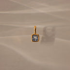 Aquamarine Square Bezel Charm Silver 18K Gold Plated