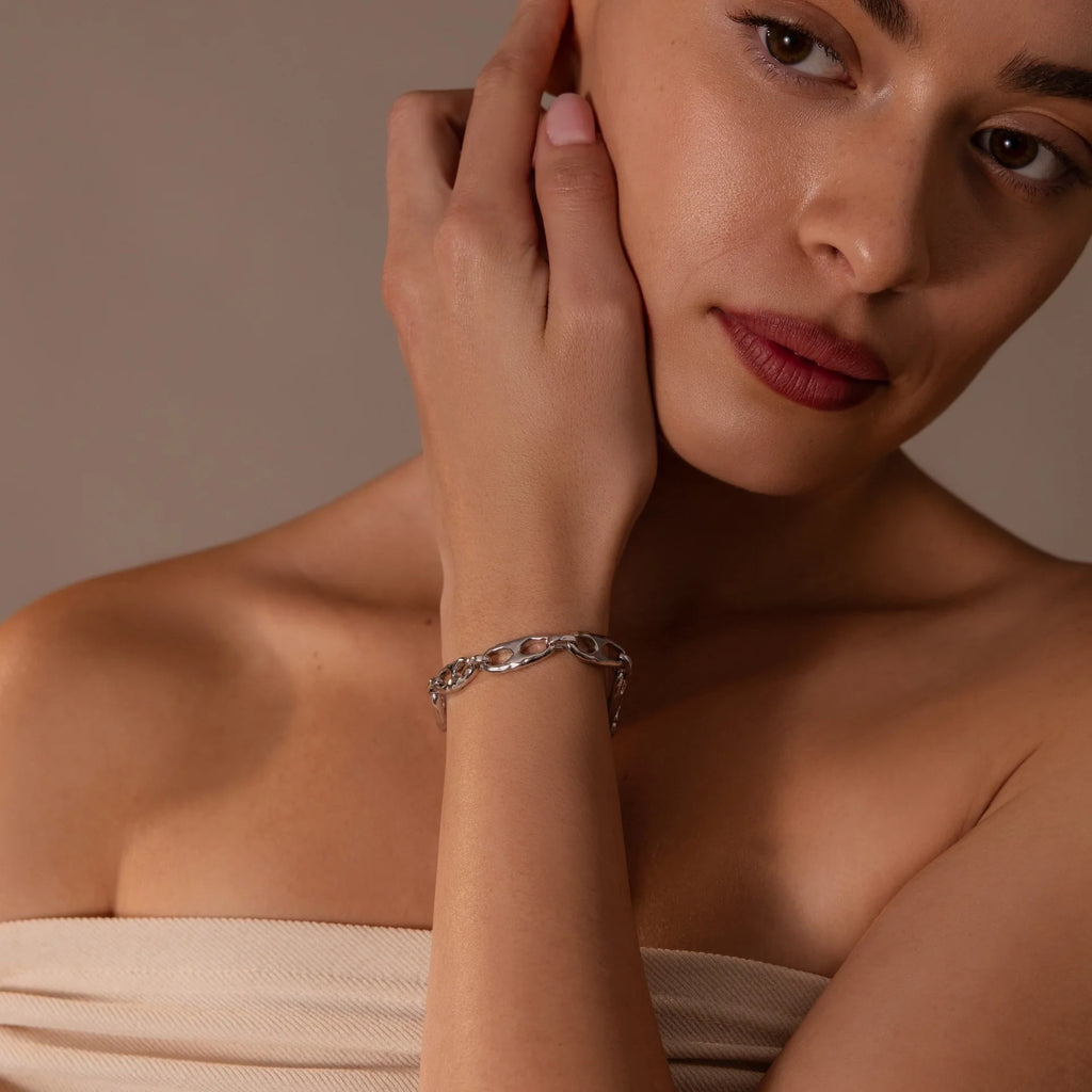 Organic Mariner Chain Bracelet Silver 18K Gold Plated