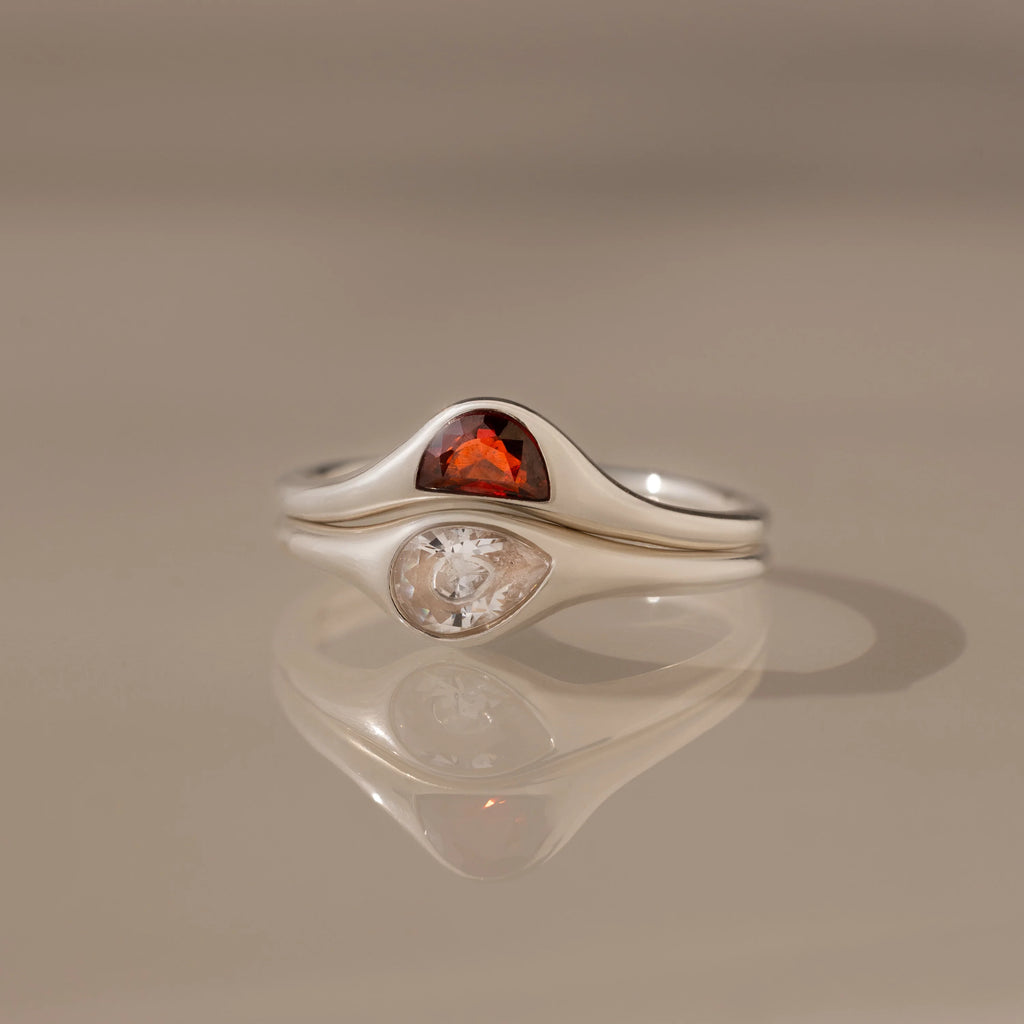Sculpted Toi et Moi Ring Set Silver 18K Gold Plated