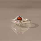 Sculpted Toi et Moi Ring Set Silver 18K Gold Plated