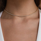 Diamond Tennis Necklace & Bracelet Set Silver 18K Gold Plated