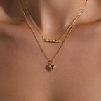 Puff Heart Charm Necklace Silver 18K Gold Plated