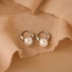 Pearl Drop Huggies Silver 18K Gold Plated