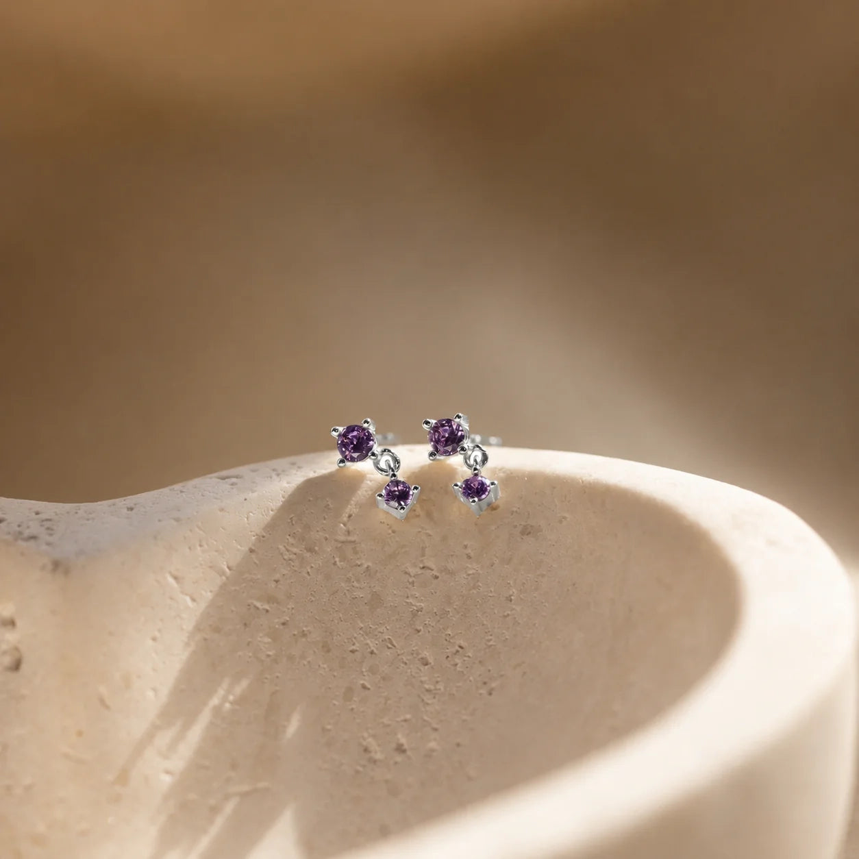 Ruby Birthstone Drop Studs