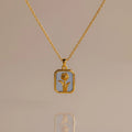 Blue Zircon Birth Flower Charm Necklace Silver 18K Gold Plated
