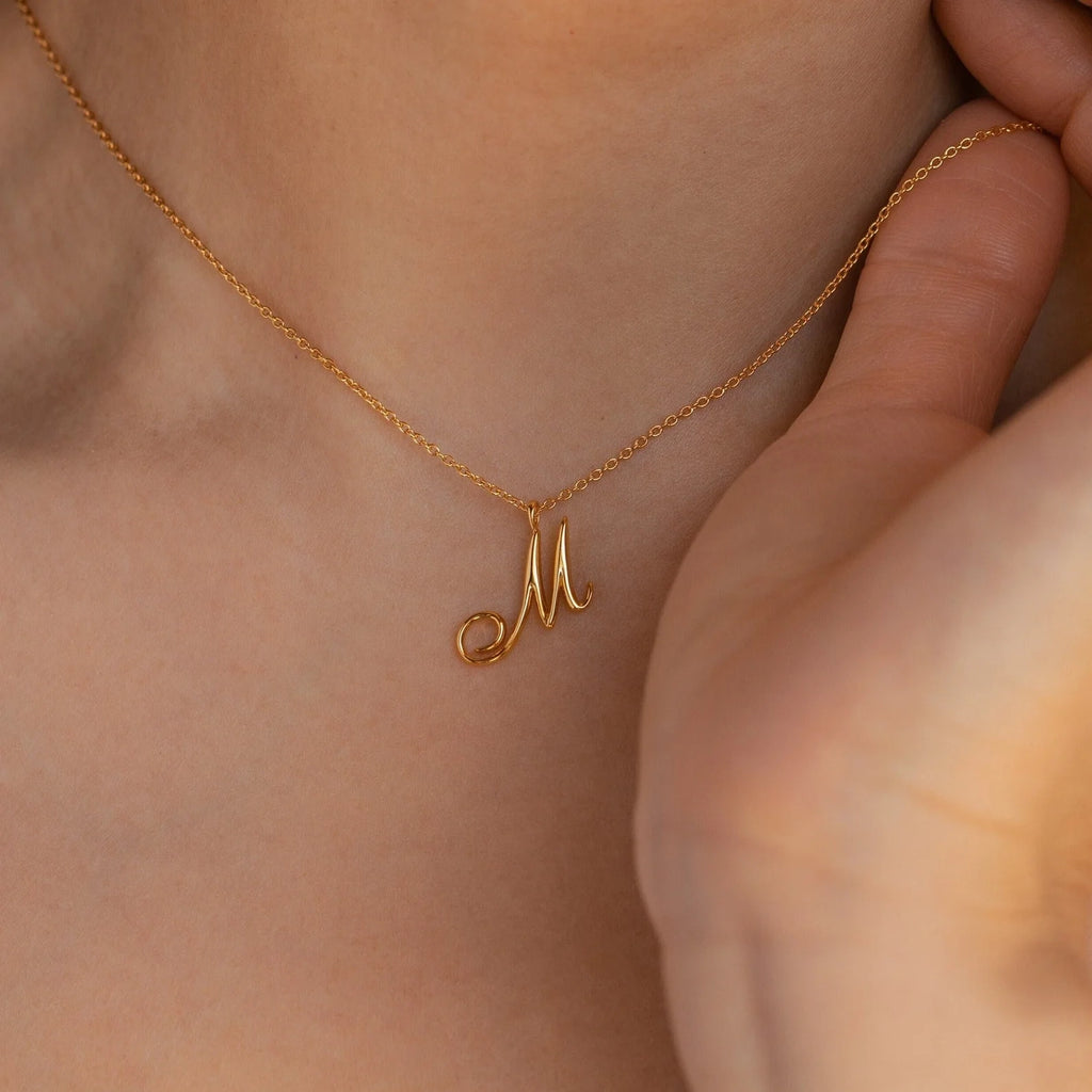 Davina Letter Necklace Silver 18K Gold Plated