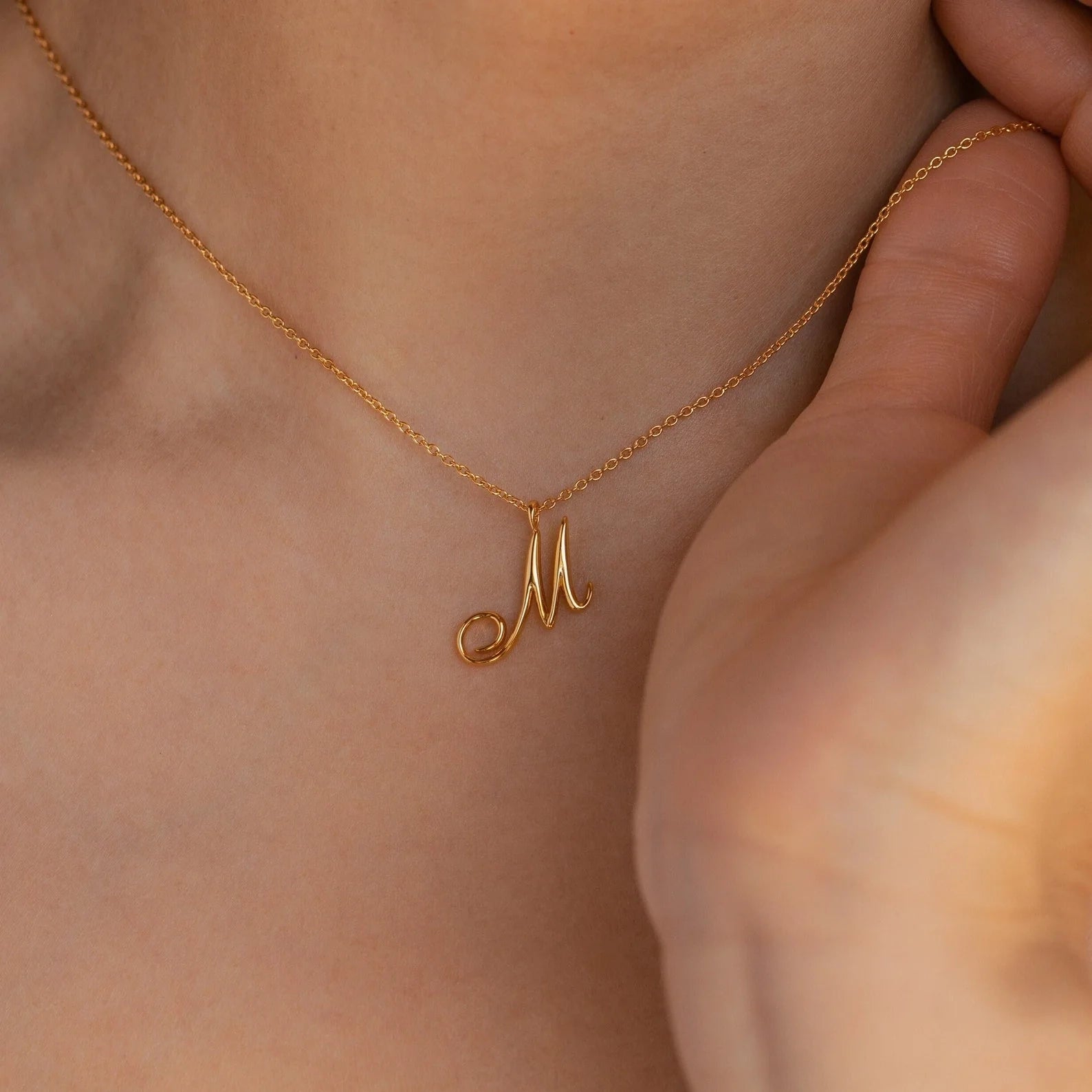 Davina Letter Necklace Silver 18K Gold Plated