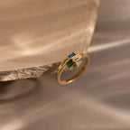 Toi et Moi Baguette Cut Name Ring Silver 18K Gold Plated