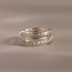 Opal Triple Linked Ring Set Silver 18K Gold Plated