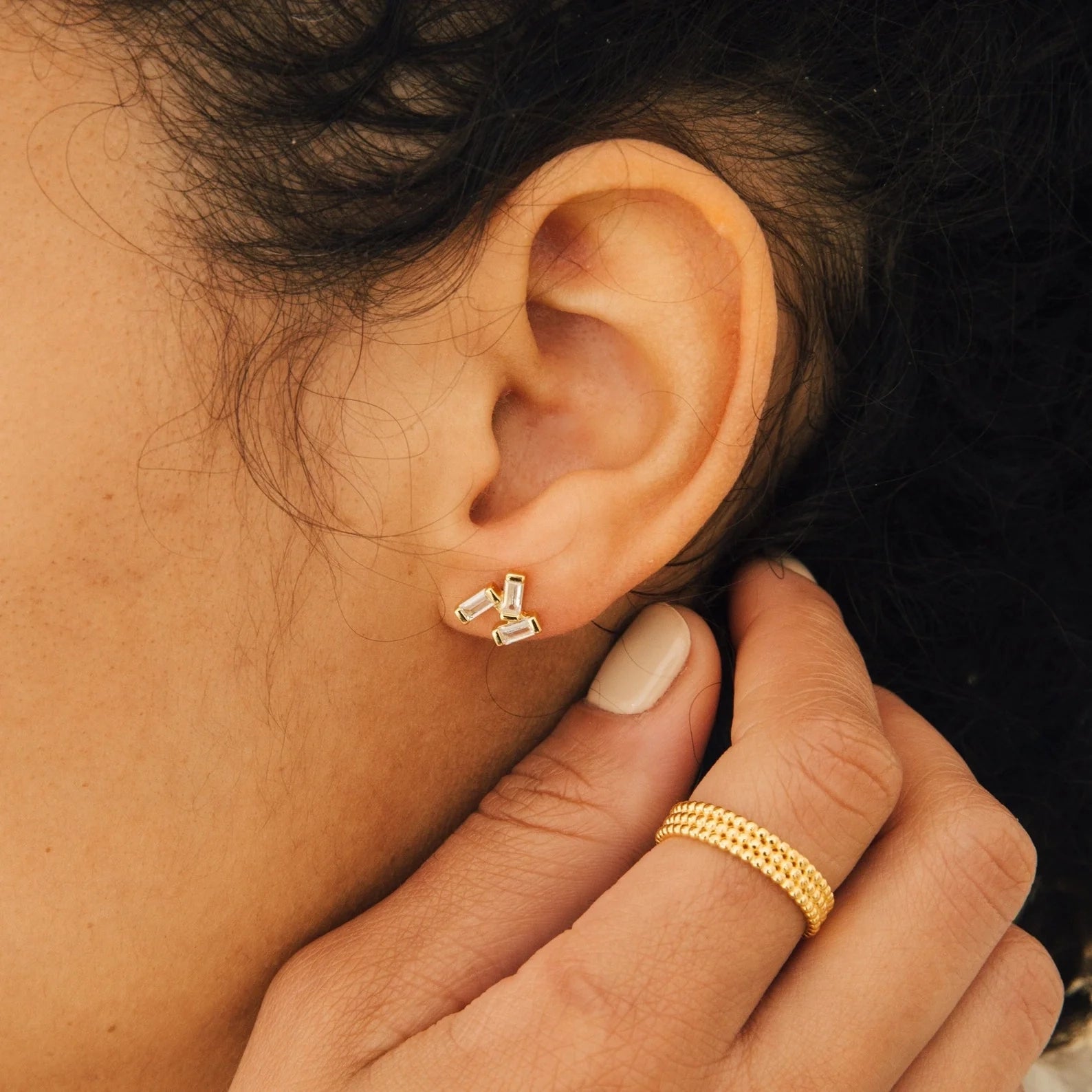 Glacier Diamond Studs Silver 18K Gold Plated