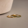 Emerald Tennis Ring Set  Silver 18K Gold Plated