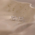 Diamond Bow Studs Silver 18K Gold Plated