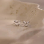 Diamond Bow Studs Silver 18K Gold Plated