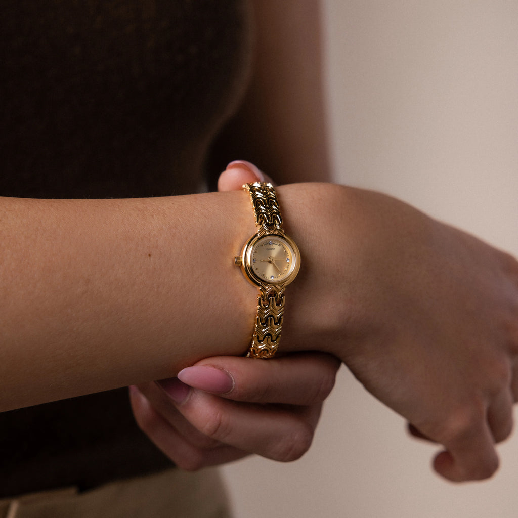 Wavy Link Timepiece Silver 18K Gold Plated