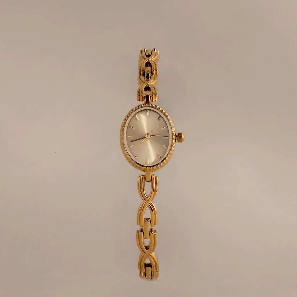 Oval Infinity Link Timepiece Silver 18K Gold Plated