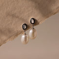 Midnight Pearl Drop Earrings Silver 18K Gold Plated