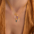 Clear Quartz Necklace Silver 18K Gold Plated