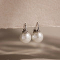 Pearl Dome Drop Earrings Silver 18K Gold Plated