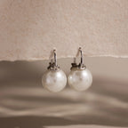 Pearl Dome Drop Earrings Silver 18K Gold Plated