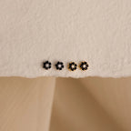 Onyx Flower FlatBack Studs Silver 18K Gold Plated