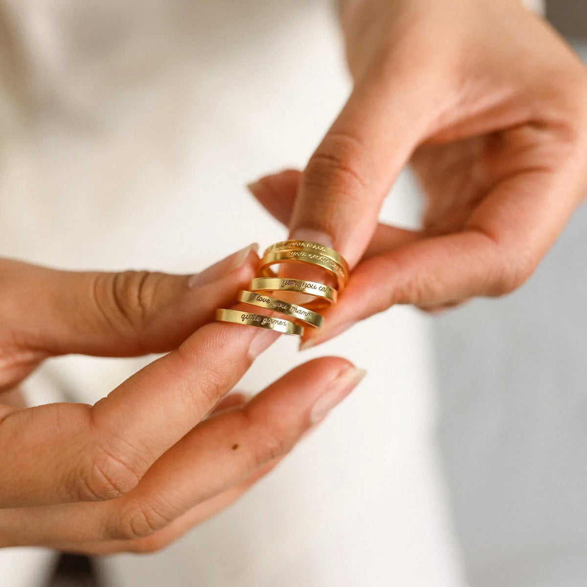 Ann Thin Message Ring Silver 18K Gold Plated