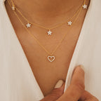 Forever Pave Heart Necklace Silver 18K Gold Plated