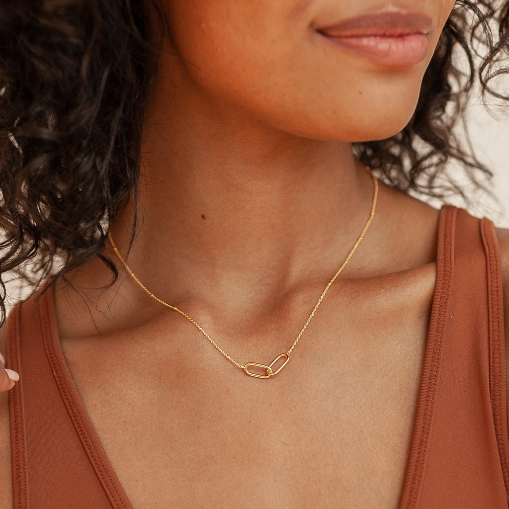 Linked Pendant Necklace Silver 18K Gold Plated