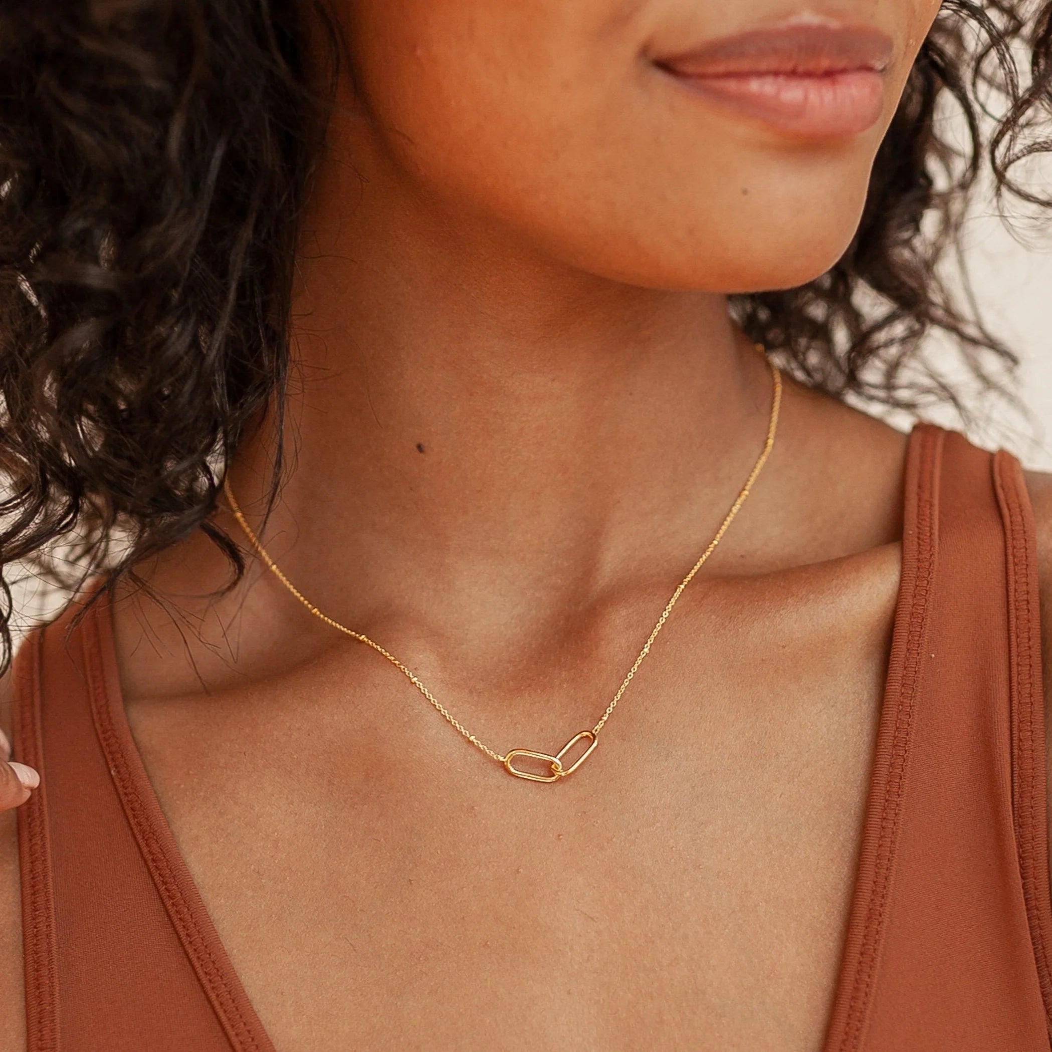 Linked Pendant Necklace Silver 18K Gold Plated