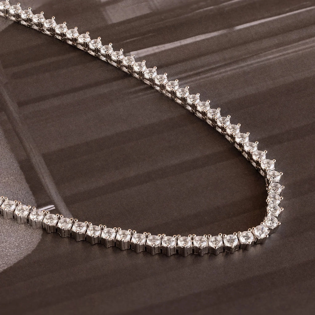 Diamond Tennis Necklace & Bracelet Set Silver 18K Gold Plated