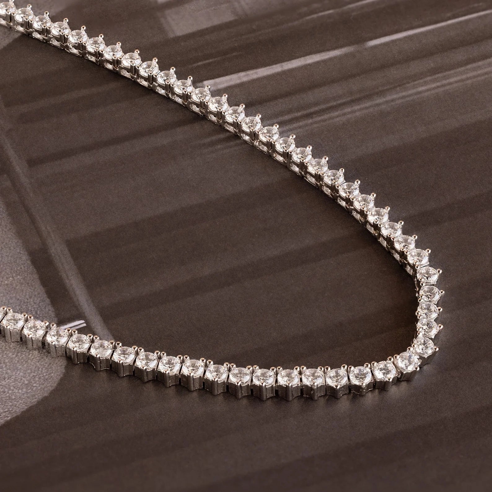 Diamond Tennis Necklace & Bracelet Set Silver 18K Gold Plated