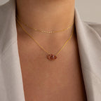 Interlocking Duo Birthstone Necklace Silver 18K Gold Plated