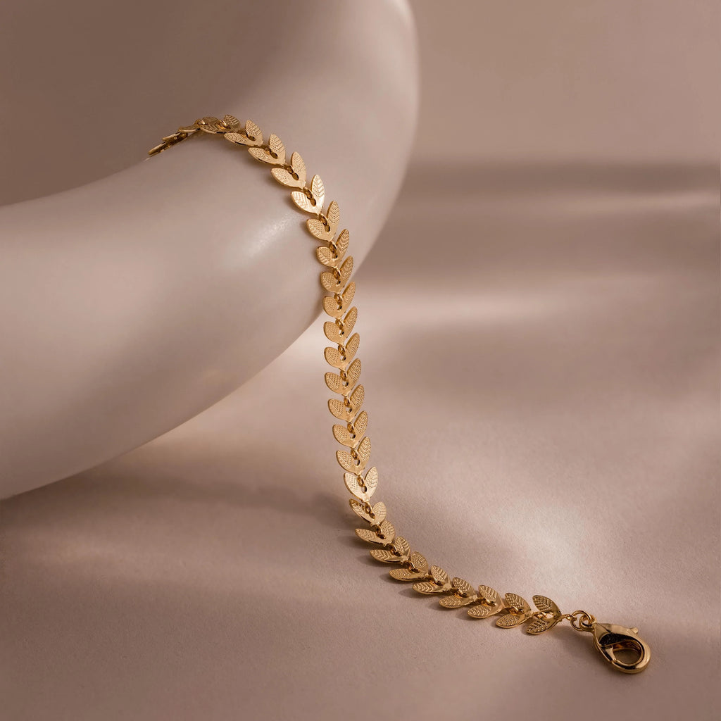 Leaf Link Bracelet Silver 18K Gold Plated