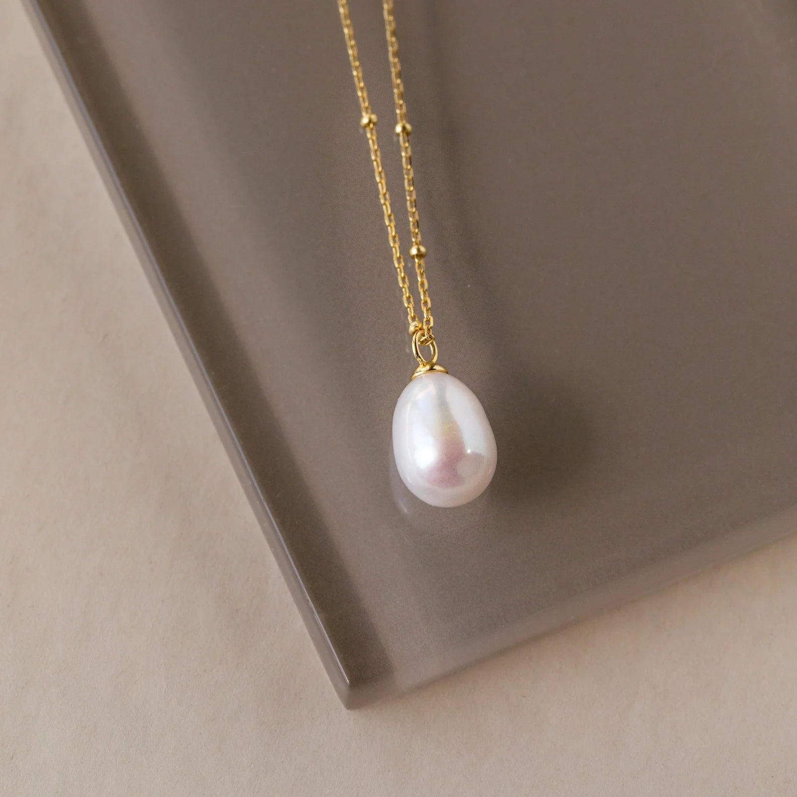 Ariel Pearl Necklace Silver 18K Gold Plated