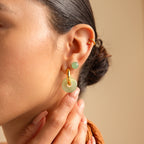 Jade Bead Studs Silver 18K Gold Plated