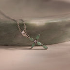Marquise Jade Cross Necklace Silver 18K Gold Plated
