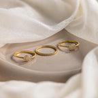 Classic Pave Ring Set Silver 18K Gold Plated
