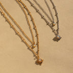 Opal Star Duo Necklace  Silver 18K Gold Plated