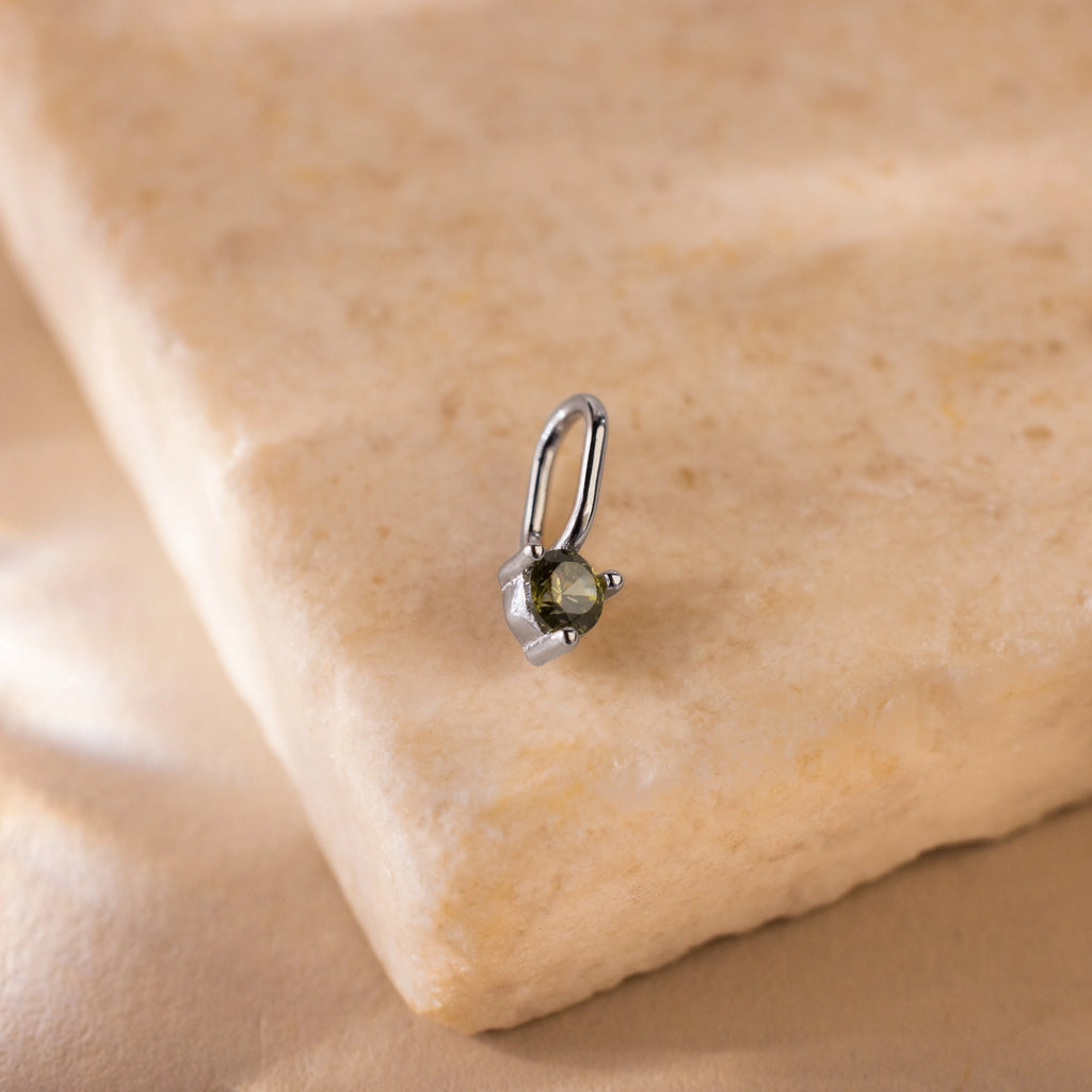 Dainty Peridot Charm Silver 18K Gold Plated