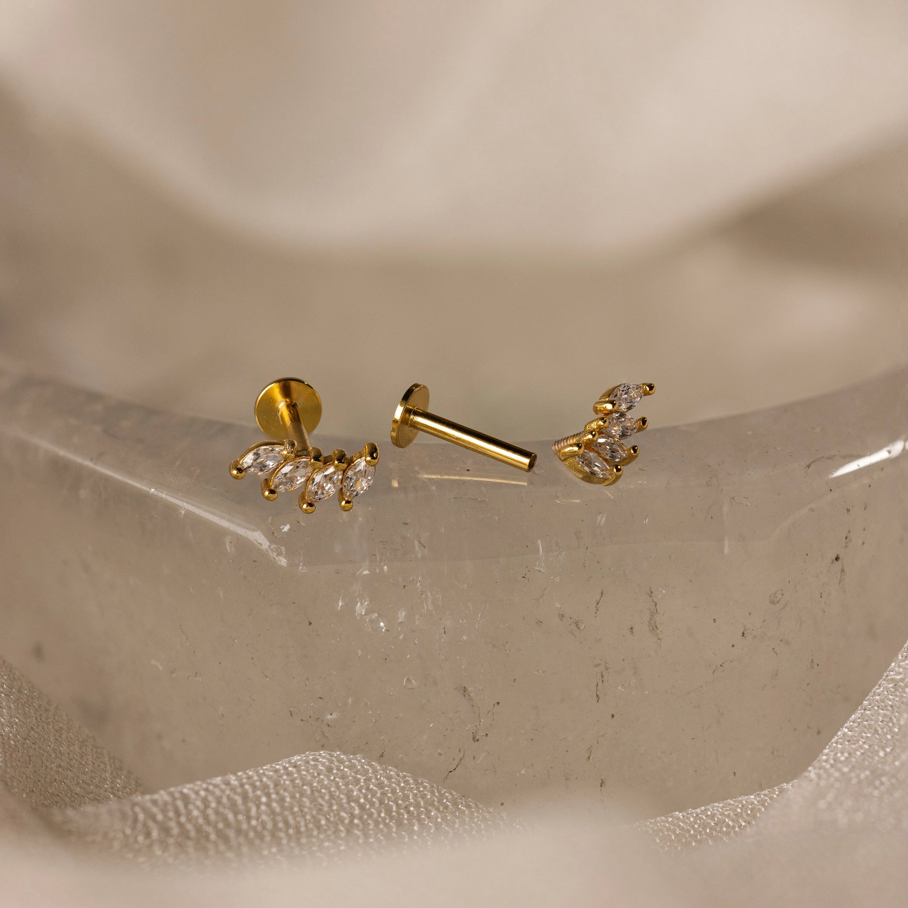 Marquise Diamond Climbers Silver 18K Gold Plated