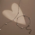 Heart Station Necklace Silver 18K Gold Plated